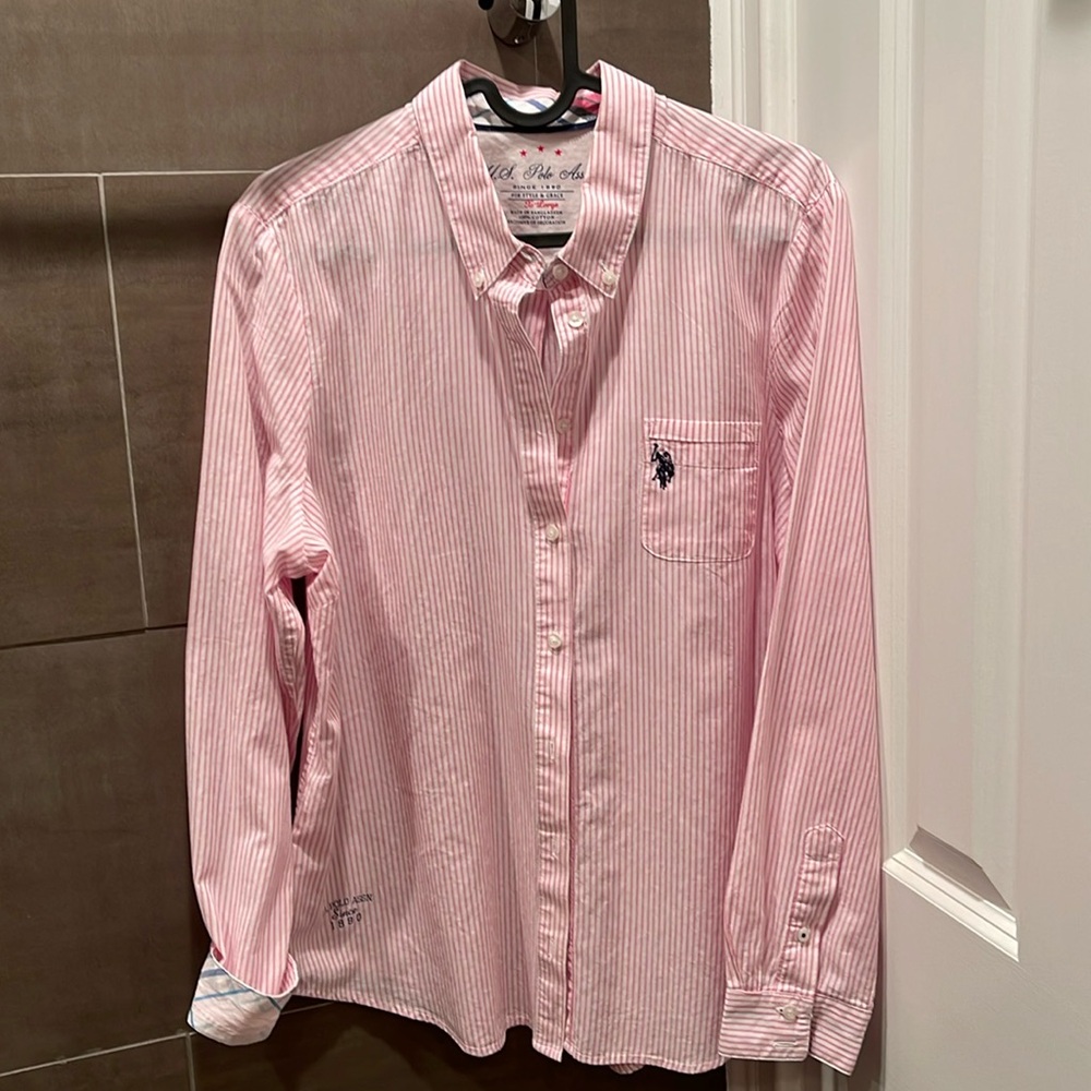 Striped pink and white light blouse. U.S. Polo assn. XL.